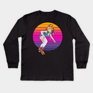 Neon Sunset Skater Kids Long Sleeve T-Shirt